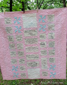 Back of Hydrangea Tablecloth Quilt